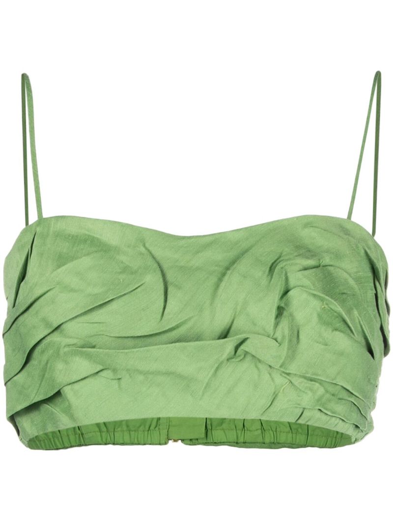 Green Thea Crinkled Crop Top
