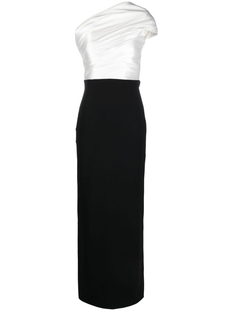 Black and White Selia One-shoulder Maxi Dress