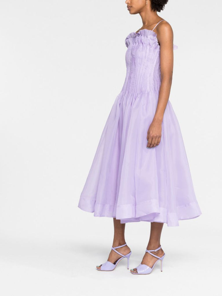Lilac Horizon Pintucked Midi Dress