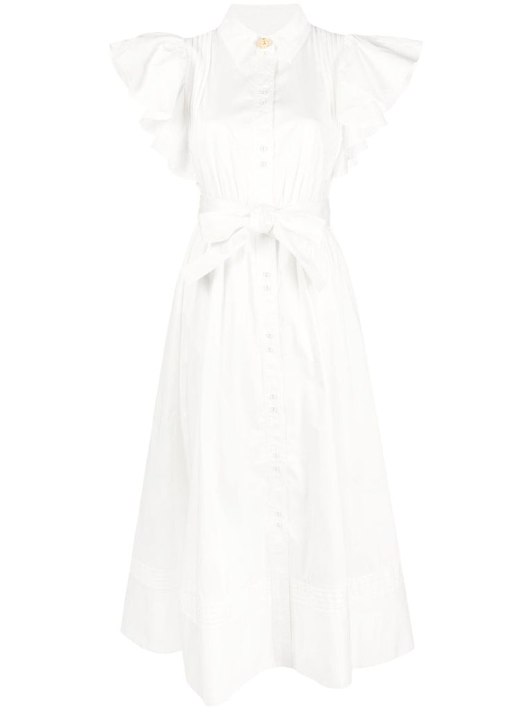 White Kindred Frilled Midi Dress