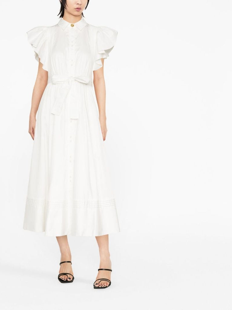 White Kindred Frilled Midi Dress