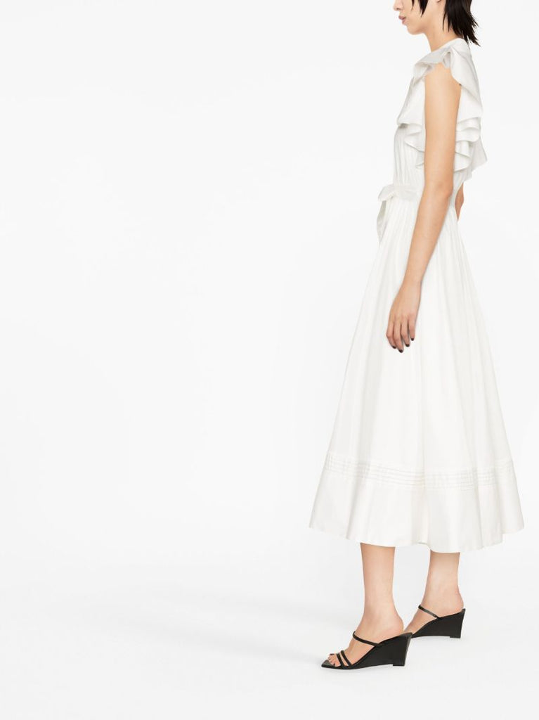 White Kindred Frilled Midi Dress