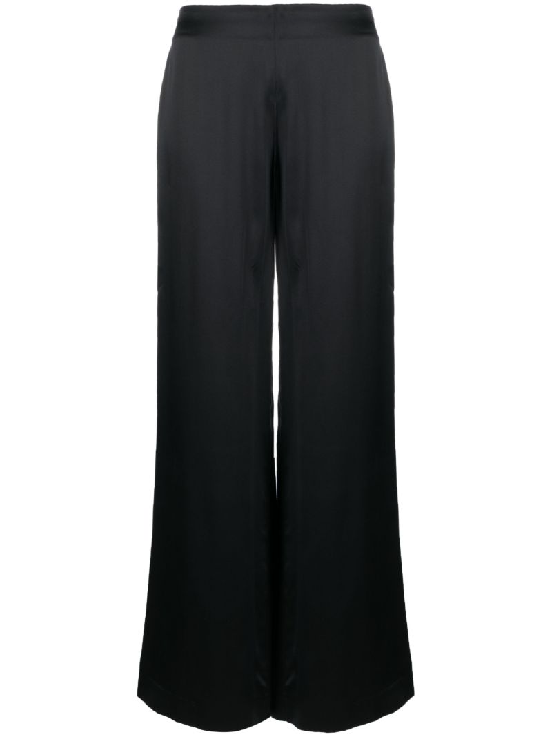 Black Devon Wide-leg Silk Trousers