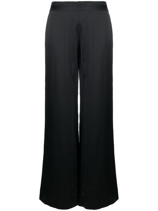 Black Devon Wide-leg Silk Trousers