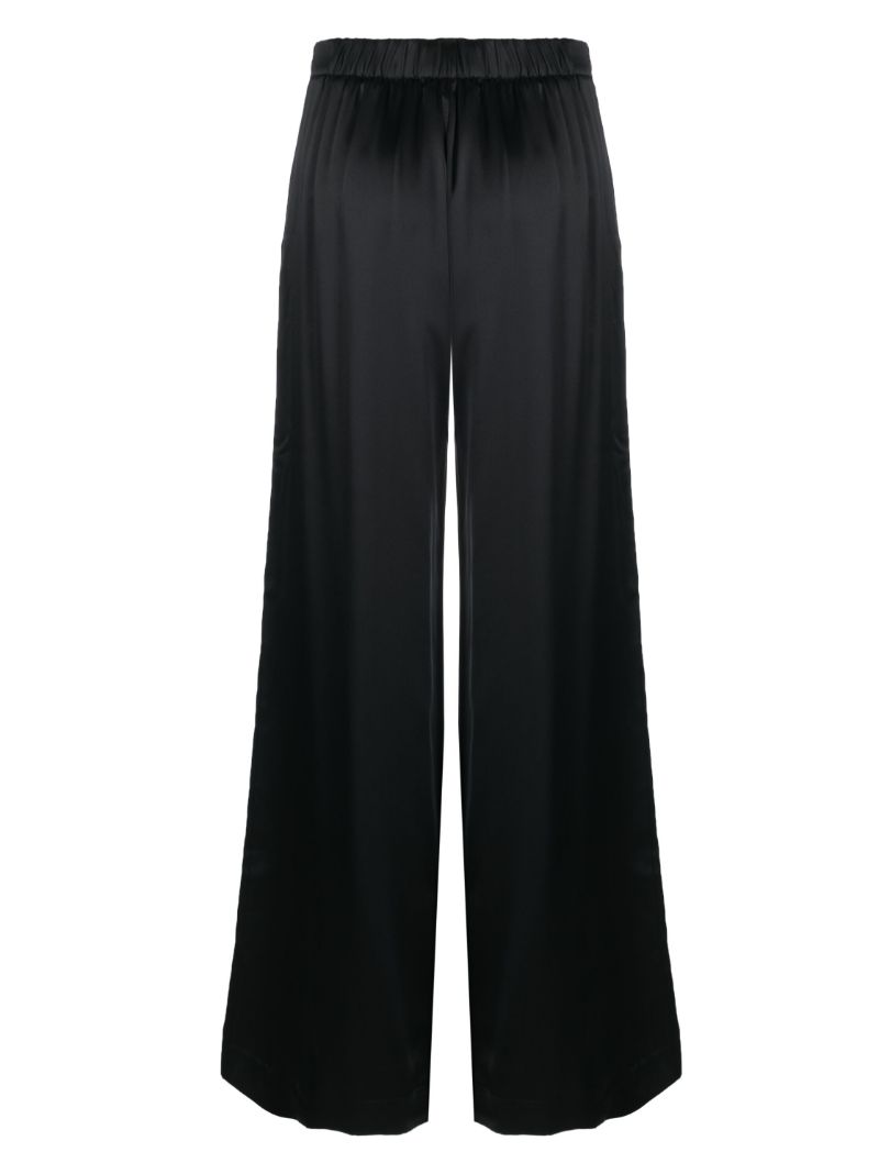 Black Devon Wide-leg Silk Trousers