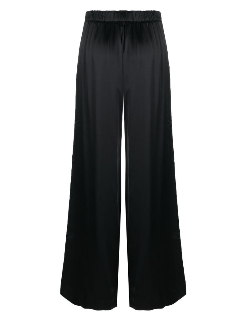 Black Devon Wide-leg Silk Trousers