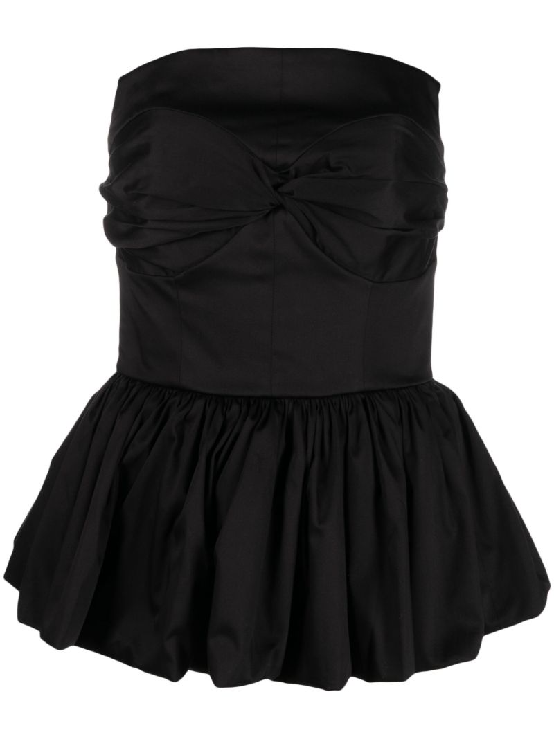 Black Tamie Strapless Peplum-hem Top