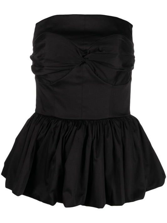 Black Tamie Strapless Peplum-hem Top