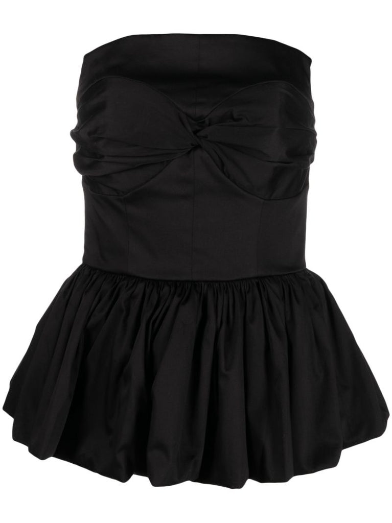 Black Tamie Strapless Peplum-hem Top