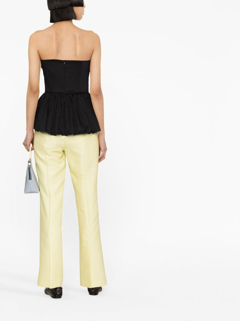 Black Tamie Strapless Peplum-hem Top