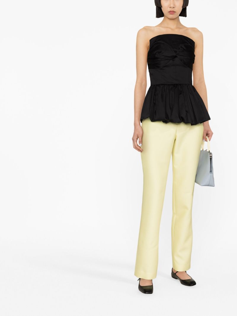 Black Tamie Strapless Peplum-hem Top