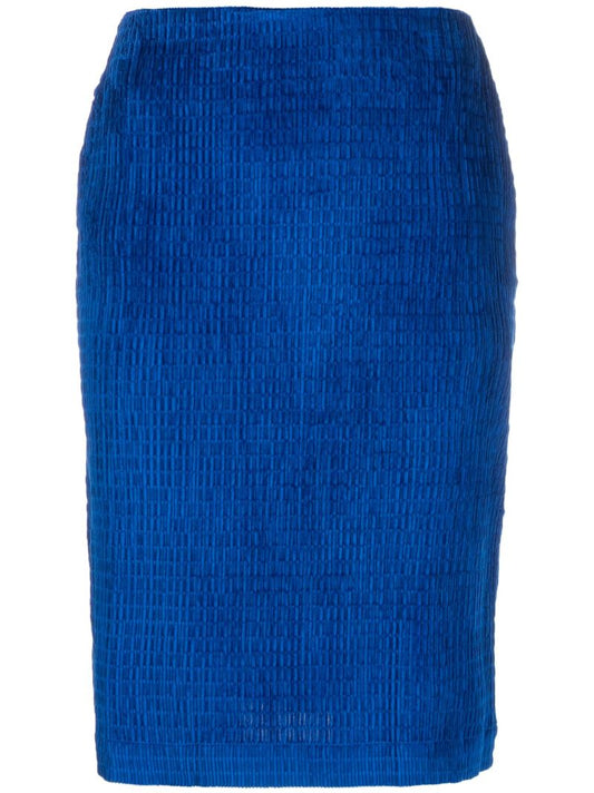 Blue Emma Jacquard Pencil Skirt