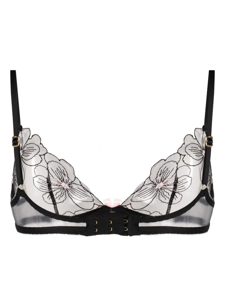 Black Anie Bow-detail Bra