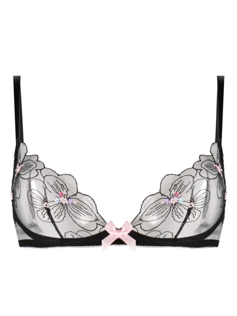 Black Anie Bow-detail Bra