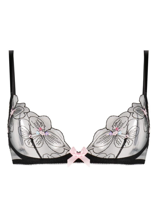 Black Anie Bow-detail Bra