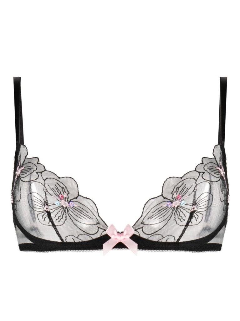 Black Anie Bow-detail Bra