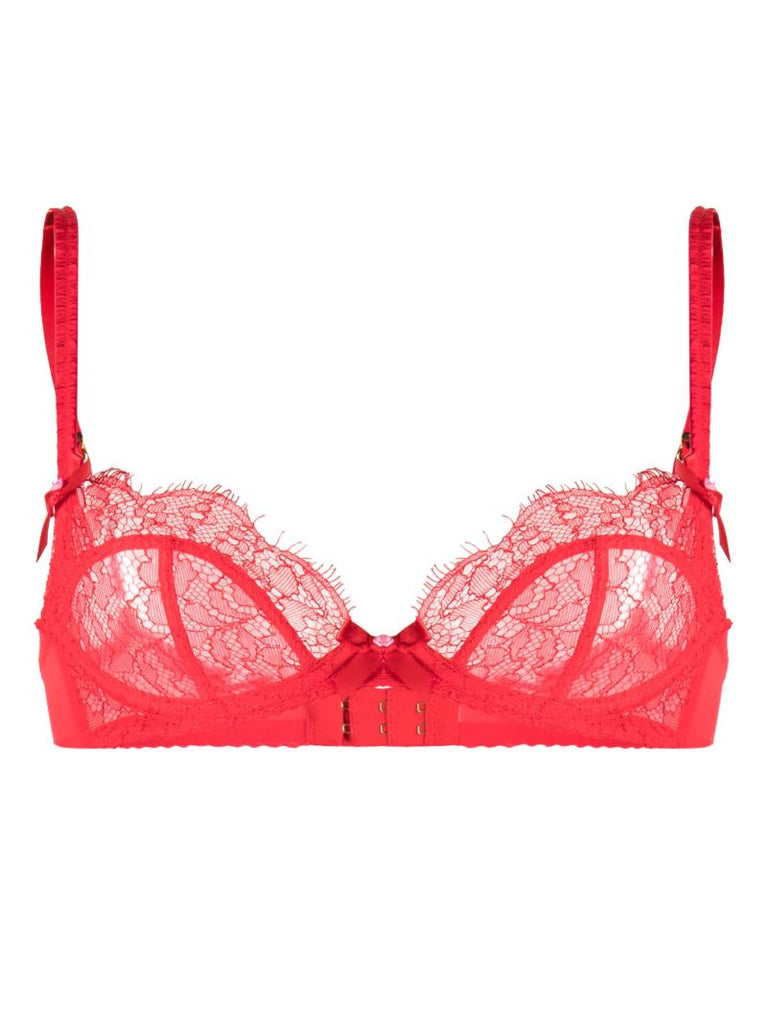 Red Lace Panel Bra