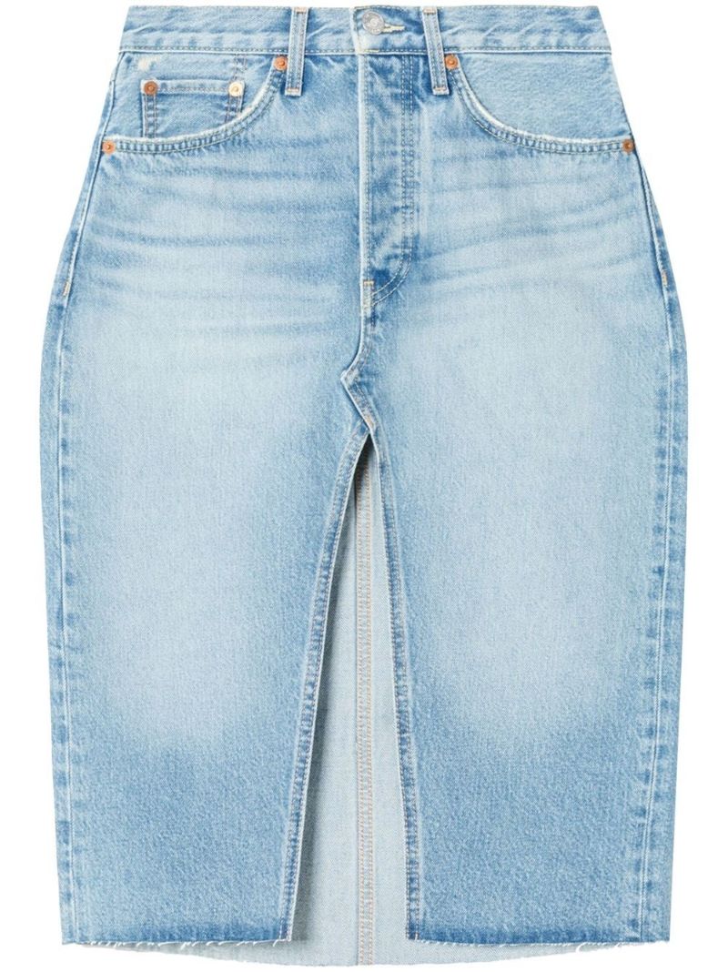 Blue Denim Midi Skirt