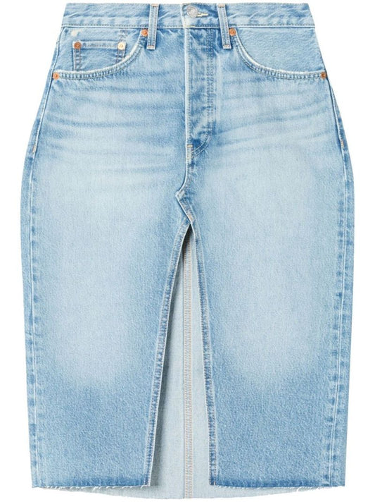 Blue Denim Midi Skirt