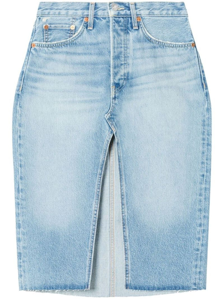 Blue Denim Midi Skirt