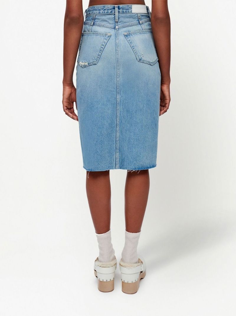 Blue Denim Midi Skirt