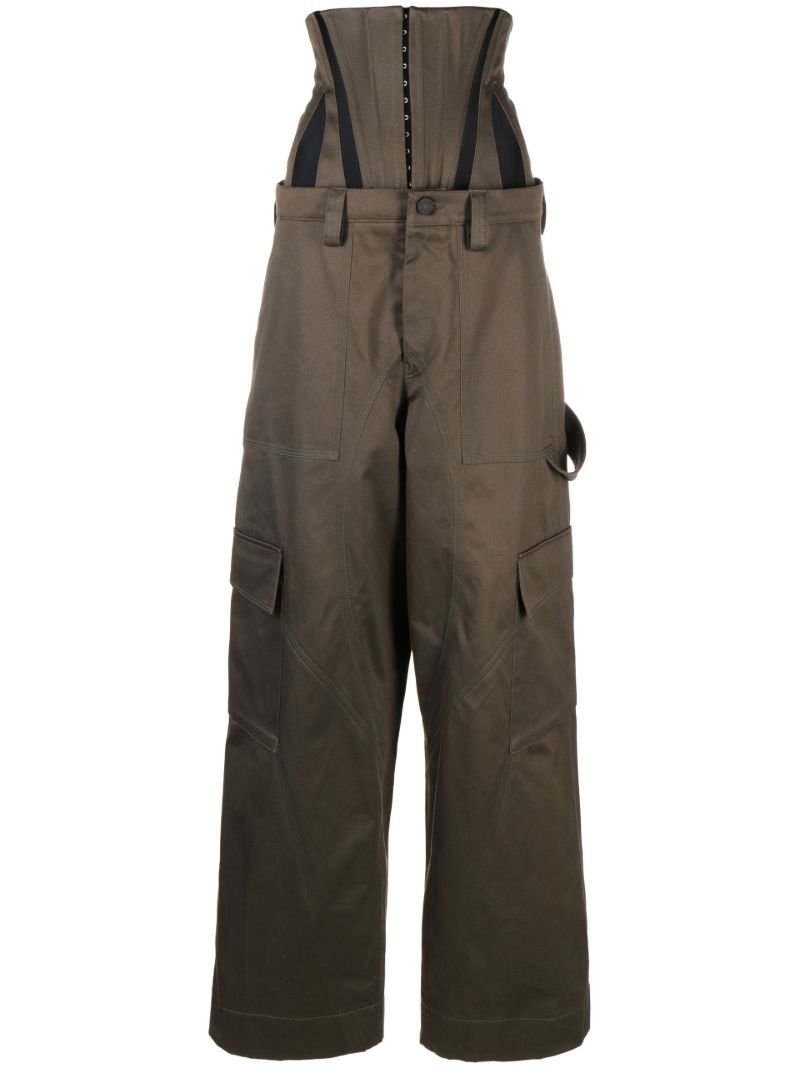 Green Corset Waist Cargo Pants