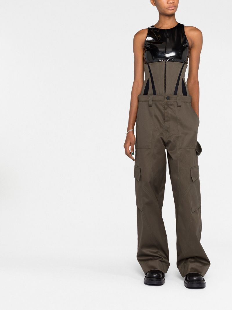 Green Corset Waist Cargo Pants