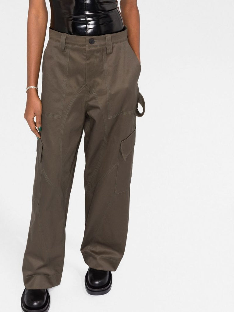 Green Corset Waist Cargo Pants