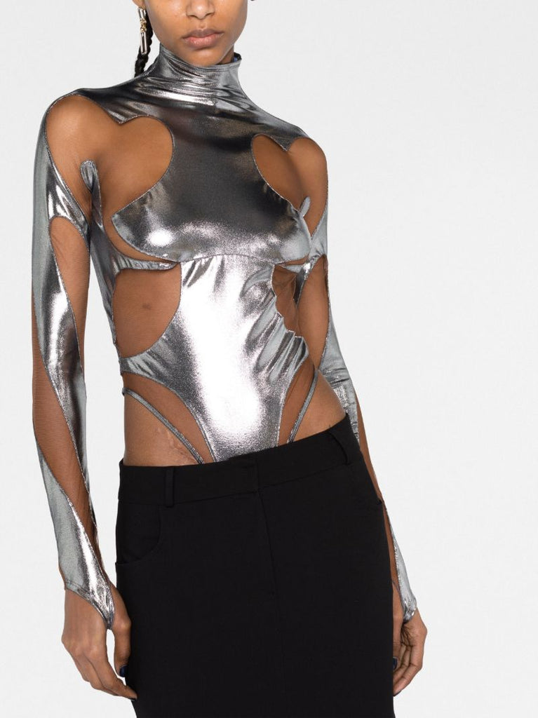 Silver Rodeo Metallic Effect Bodysuit