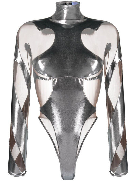 Silver Rodeo Metallic Effect Bodysuit