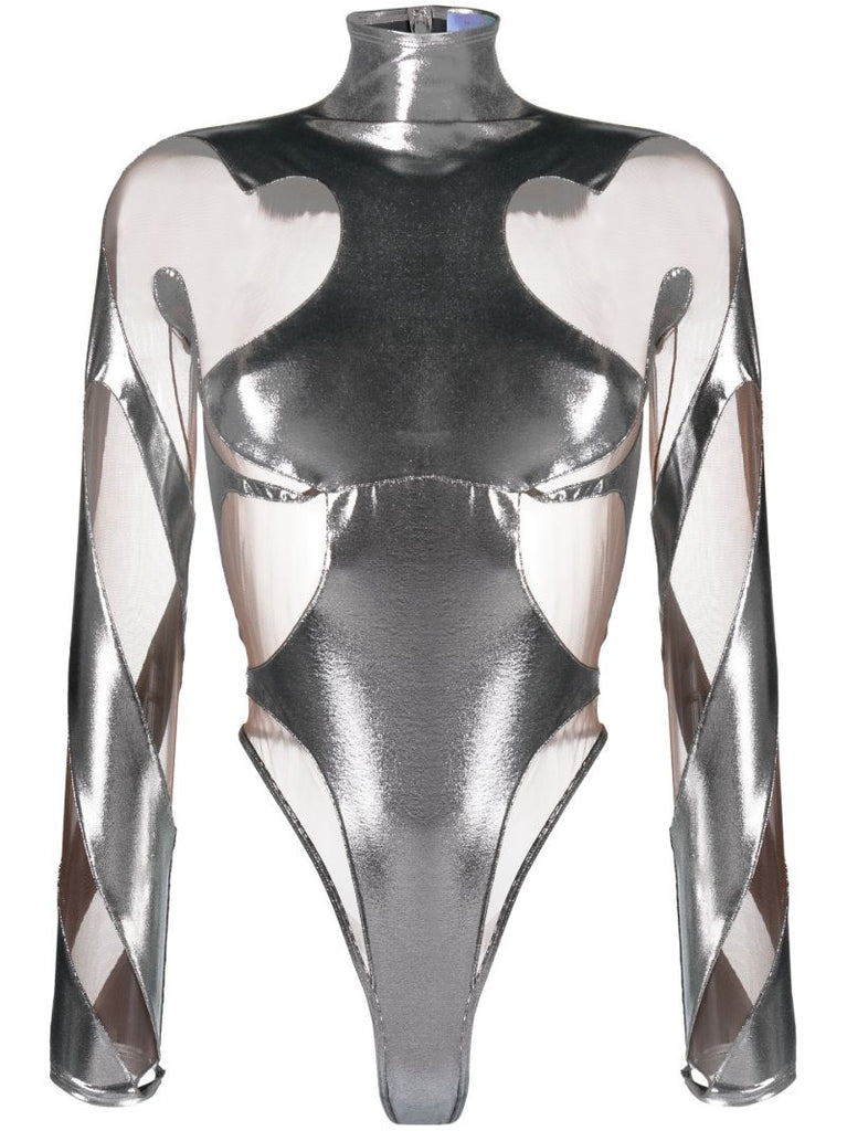 Silver Rodeo Metallic Effect Bodysuit