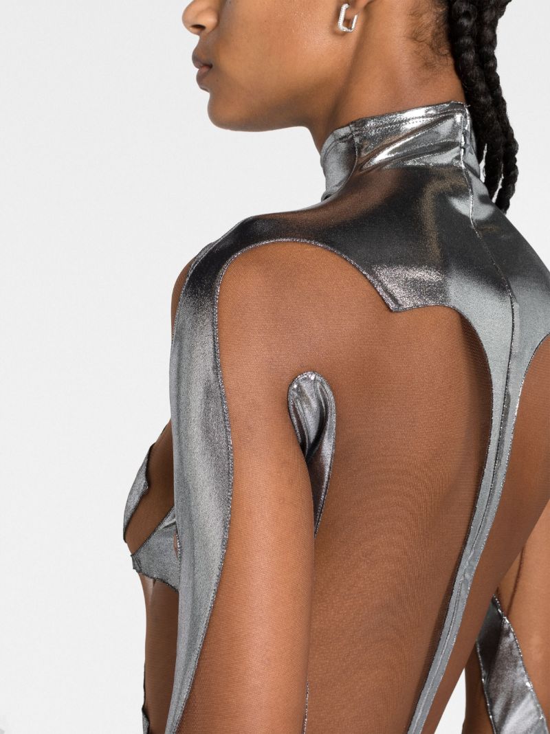 Silver Rodeo Metallic Effect Bodysuit