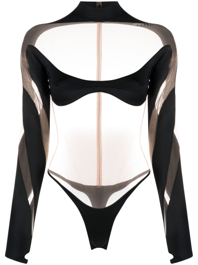 Black Illusion Shaping Panelled Bodysuit