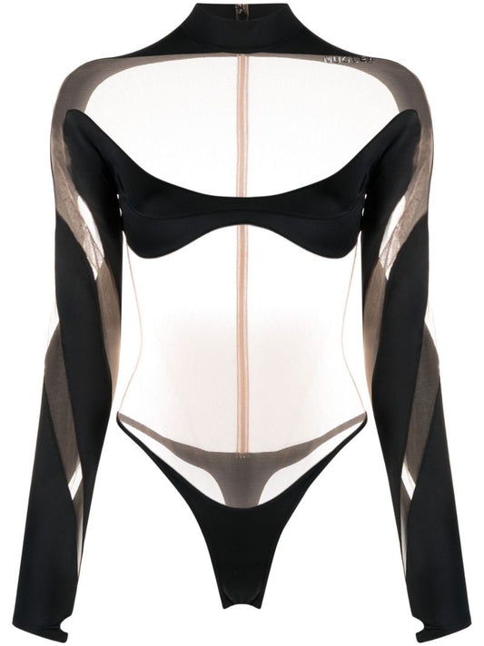 Black Illusion Shaping Panelled Bodysuit