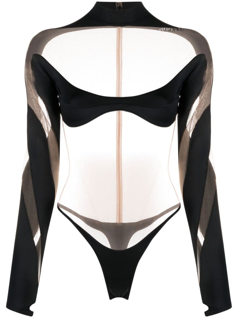 Black Illusion Shaping Panelled Bodysuit