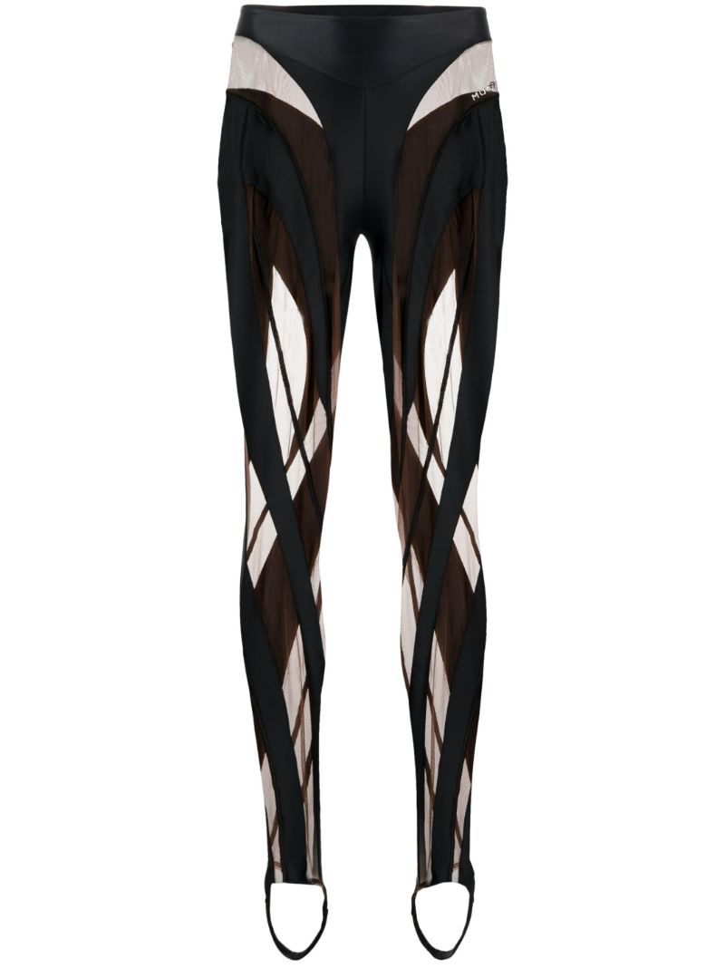 Black Spiral Sheer Panelled Leggings
