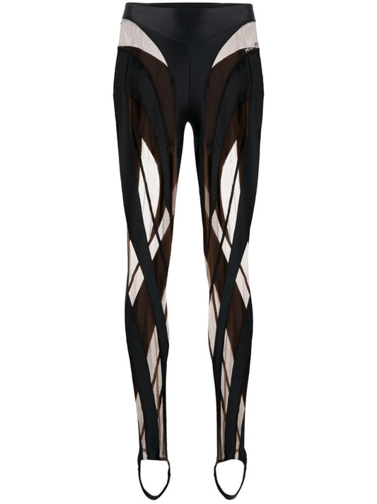 Black Spiral Sheer Panelled Leggings