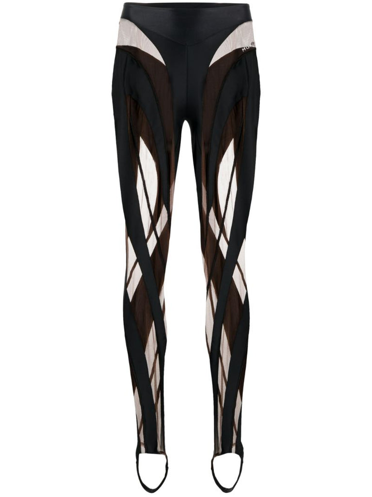 Black Spiral Sheer Panelled Leggings