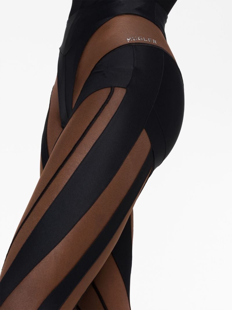 Black Sheer Panelled Stirrup Leggings