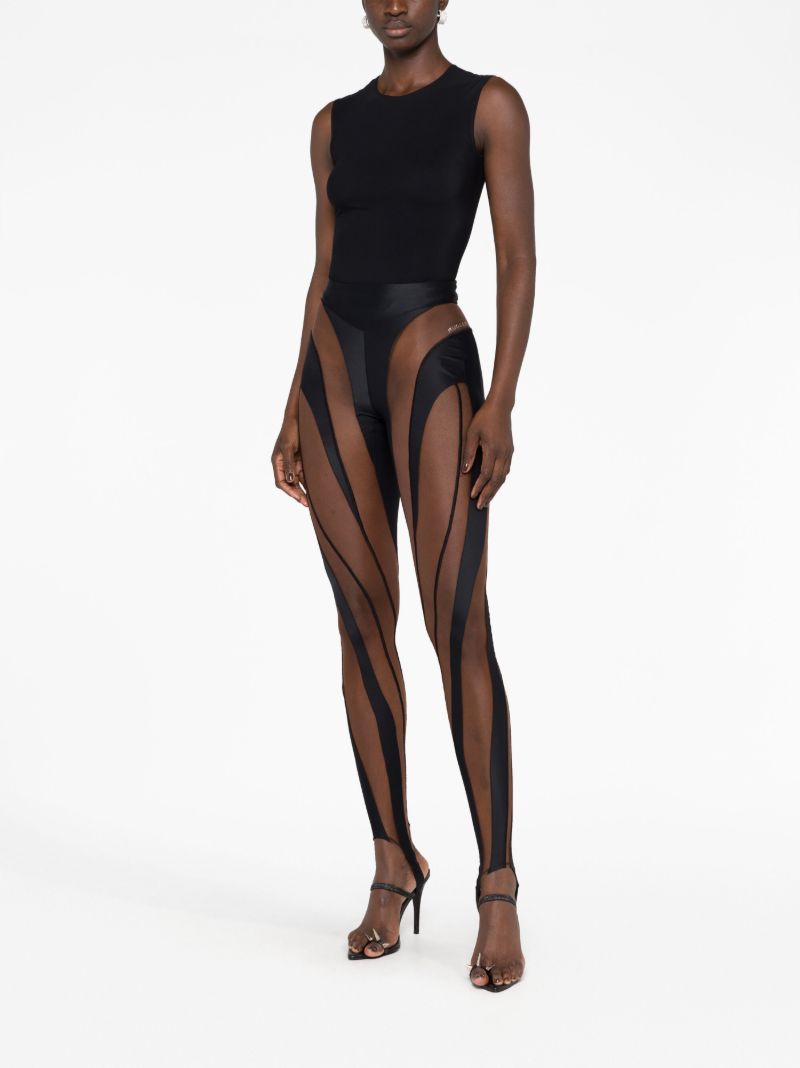 Black Sheer Panelled Stirrup Leggings