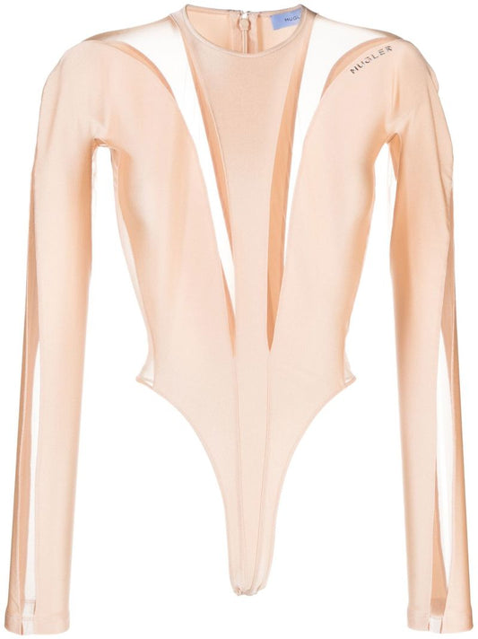Neutral Sheer Panelled Bodysuit