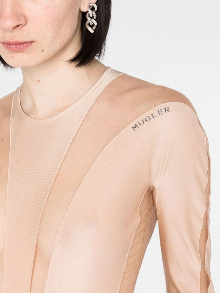 Neutral Sheer Panelled Bodysuit