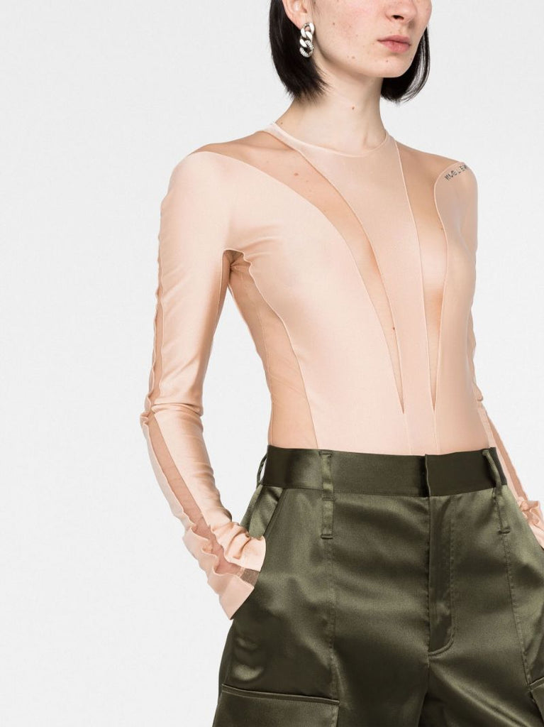 Neutral Sheer Panelled Bodysuit