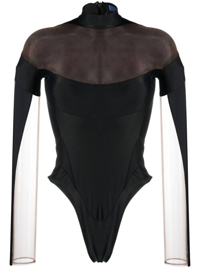 Black Panelled High-neck Bodysuit