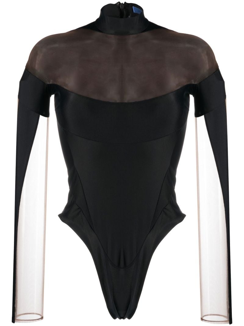 Black Panelled High-neck Bodysuit