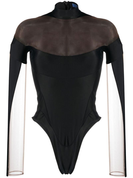 Black Panelled High-neck Bodysuit