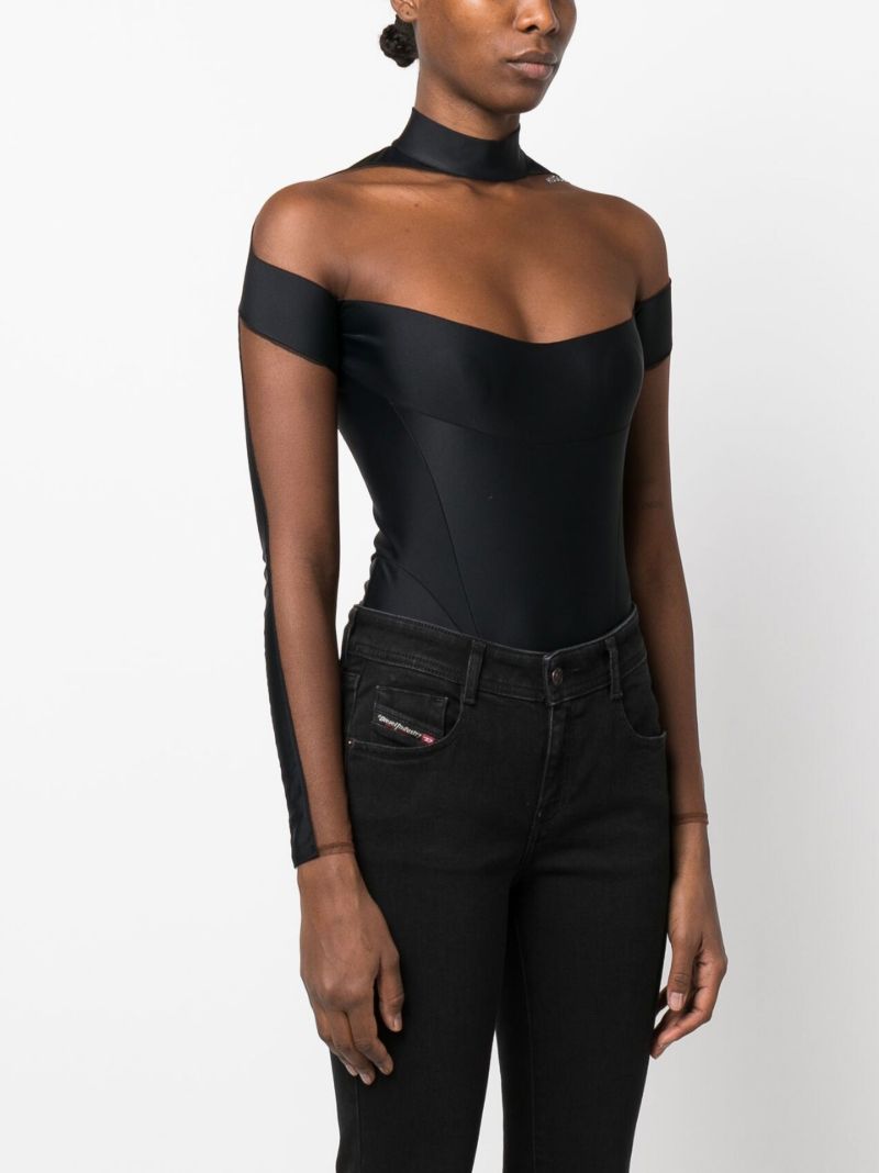Black Panelled High-neck Bodysuit