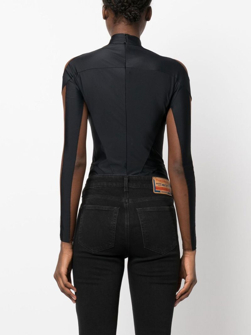 Black Panelled High-neck Bodysuit