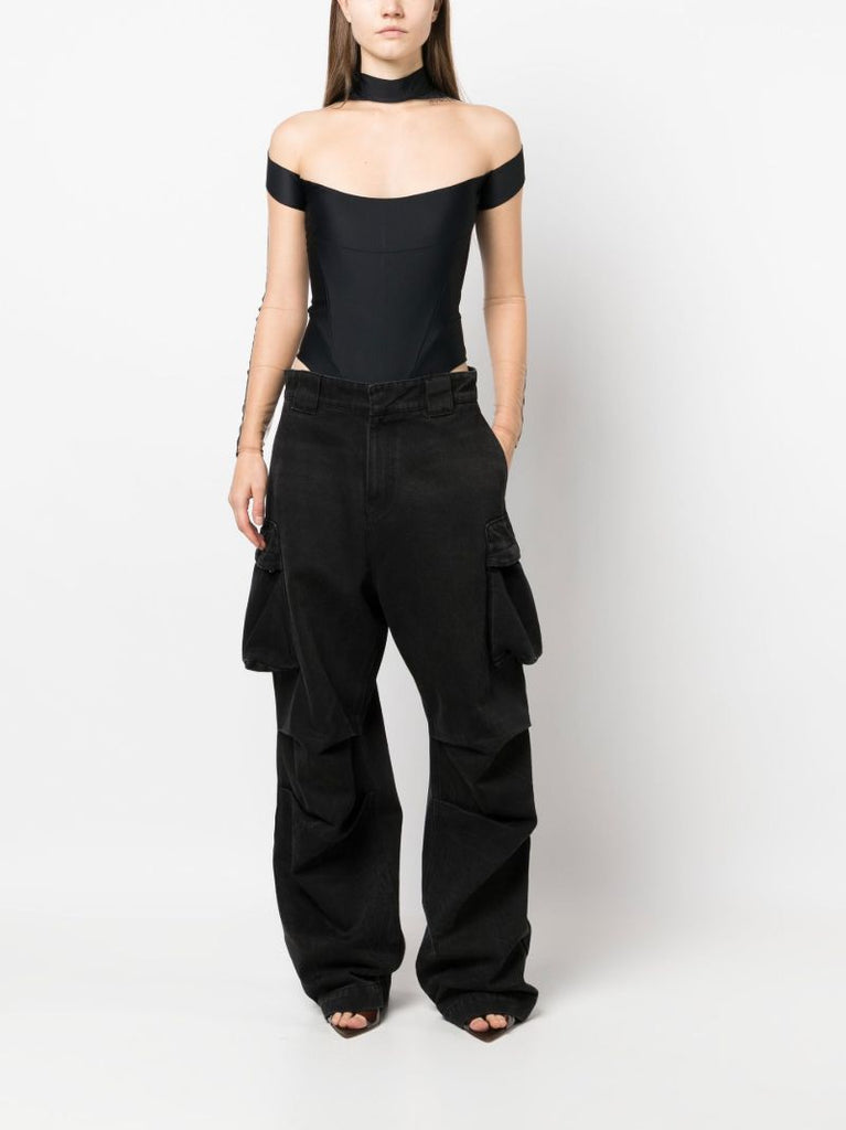 Black Panelled High-neck Bodysuit