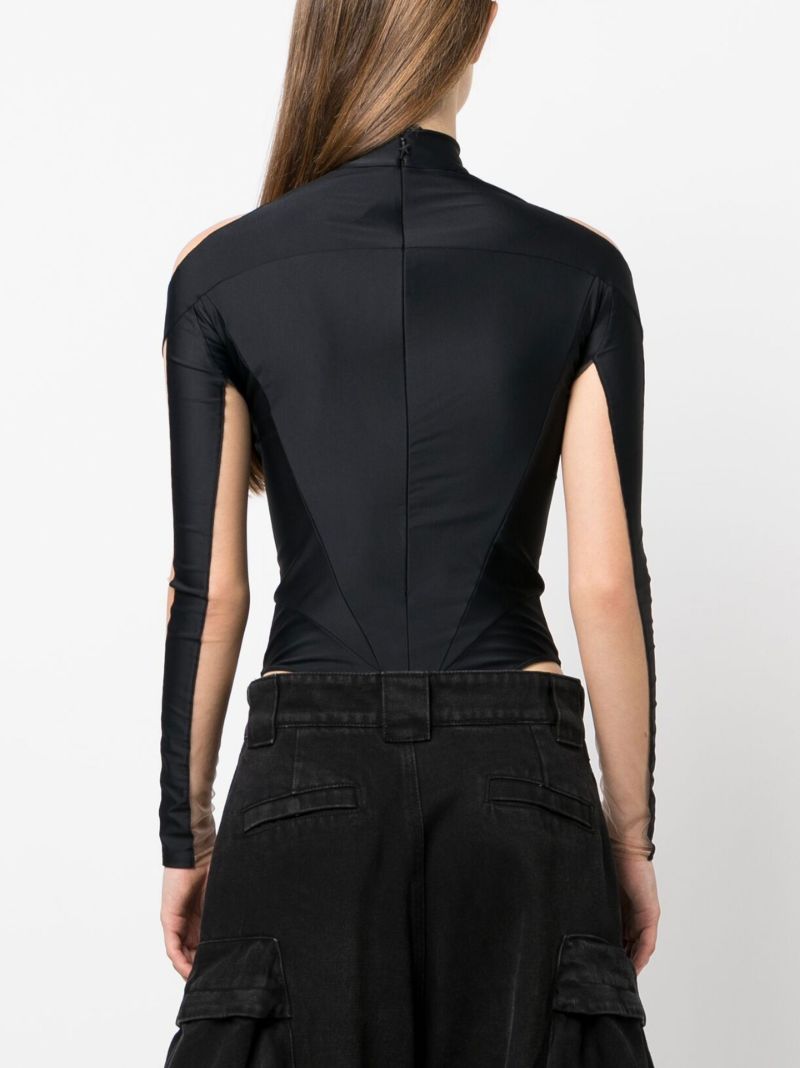 Black Panelled High-neck Bodysuit